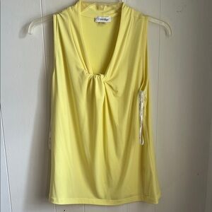 Calvin Klein Pale Yellow Knot-Front Sleeveless Tank